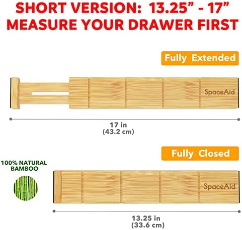 SpaceAid Bamboo 13.25-17“ Drawer Dividers (Need 2.35" Deep Drawer)