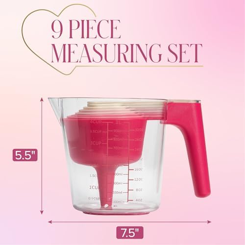 Paris Hilton 9-Piece Measuring Set, Durable Plastic Measuring Cups and