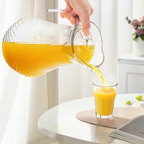 Lawei 2 Pack 68Oz / 2L Acrylic Pitcher, Clear Plastic Water Pitchers