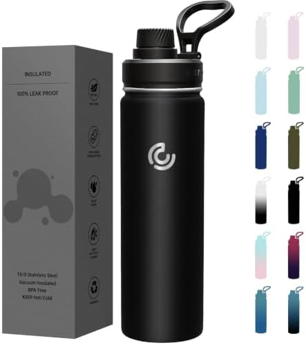 Sports Water Bottle 22oz, Insulated Water Bottle with Handle,Stainless