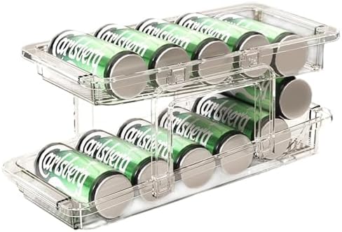 Adjustable Refrigerator Can Organizer, Clear Expandable Dispenser