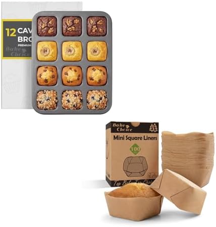 Bake Choice Square Brownie Pan with Dividers 100Pcs Square Mini