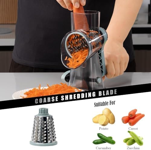 Badelite Cheese Grater, 3 Changeable Blades, Grey Blue