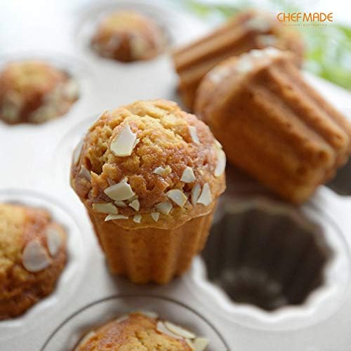 CHEFMADE Canele Mold Cake Pan, 12-Cavity Non-Stick Canele Muffin