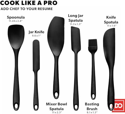 DI ORO Silicone Spatula Set, 6-Pc Black