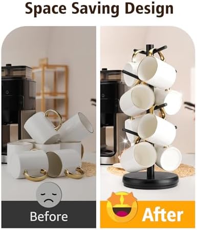 Lorbro Rotating Wooden Coffee Mug Tree, 8 Hooks