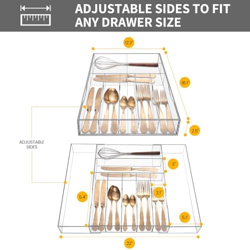 Clear Acrylic Drawer Organizer for Kitchen Utensils and Flatware