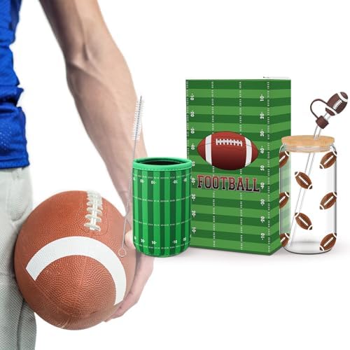 Reallnaive Football Party Decoration Glass Cup Set for Sport Lovers