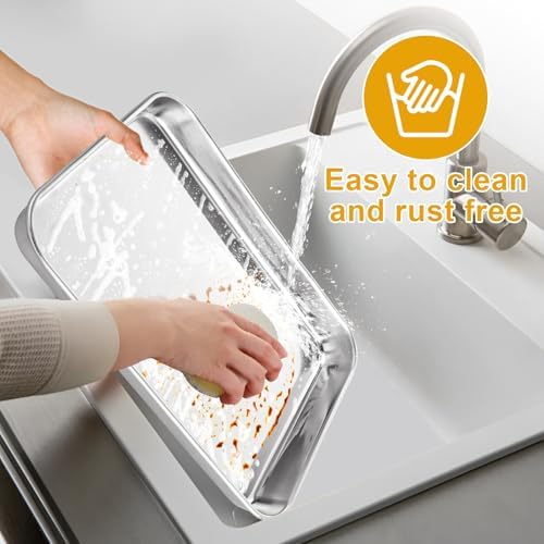 Acrux7 Quarter Sheet Pan Set of 8, Stainless Steel Baking Trays