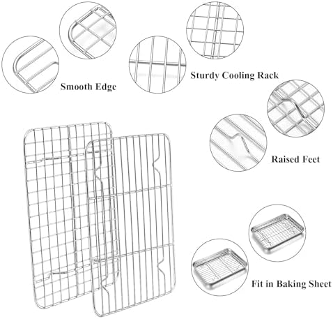 Stainless Steel Baking Sheet Cookie Sheet Pan with Cooling Rack Set of