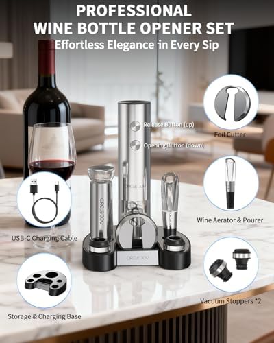 CIRCLE JOY Electric Wine Bottle Opener Set Stainless Steel