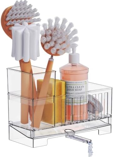 Yieach Clear Sink Caddy Organizer and Sponge Holder
