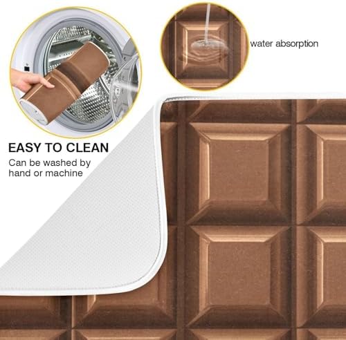 OTVEE Chocolate Bar Art Dish Drying Mat for Kitchen Counter Absorbent
