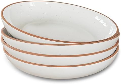 Mora Ceramic Large Pasta Bowls 30oz, Set of 4 - Serving, Salad