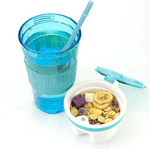 Women Men Snack Drink Cup Combo All-in-One Tumbler On-The-Go Blue Pack