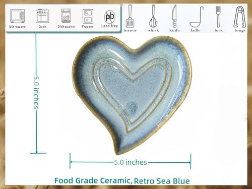 Ceramic Spoon Rest for Stove Top, Heart Cute Spoon Rest for Kitchen
