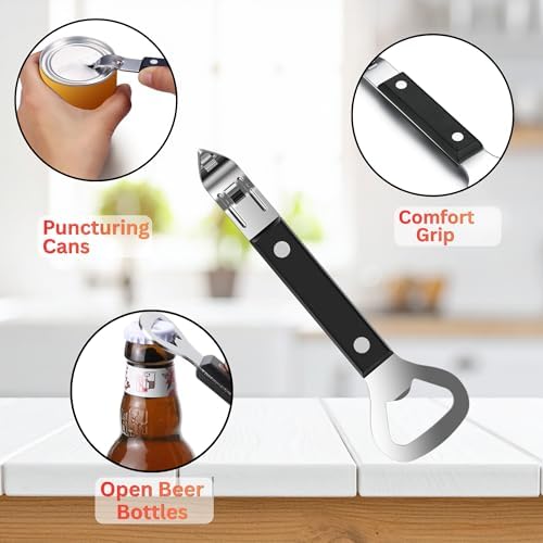 Can Opener Heavy Duty Easy-Use Design, Smooth Edge Safe Cut, Easy Grip