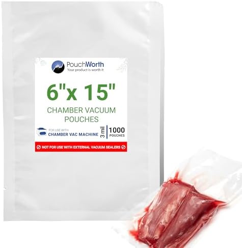 PouchWorth 1,000 Clear 6" x 15" Vacuum Chamber Bags