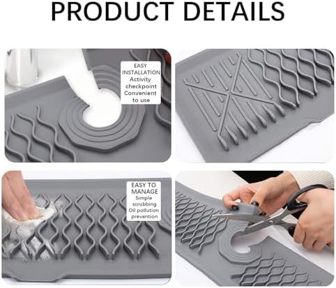24 Inch Faucet Mat for Kitchen Sink Silicone Sink Splash Guard 5°