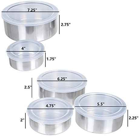 Classic Cuisine Stainless-Steel Bowls with Lids, 5-Piece-Set