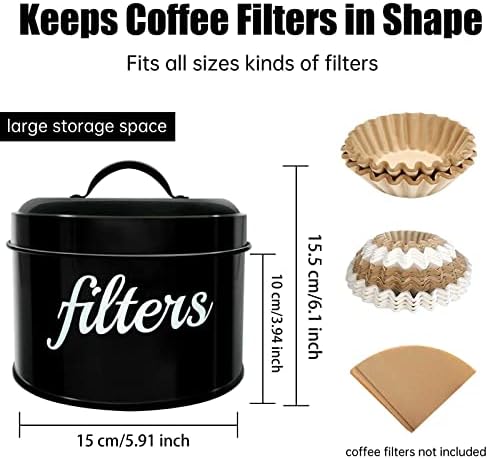 White Enamel Coffee Filter Holder with Lid - Rustic Farmhouse