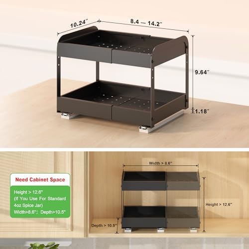 Across-Star Expandable Pull Out Drawers For Shallow Cabinets, 2-Tier