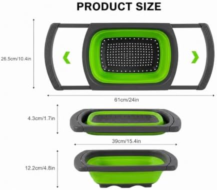 Collapsible Silicone Colander Set, 3-Piece Kitchen Strainer Set with
