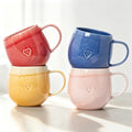 Stoneware Coffee Mugs Set of 4, 12oz Hand-Painted Coffee Cups with