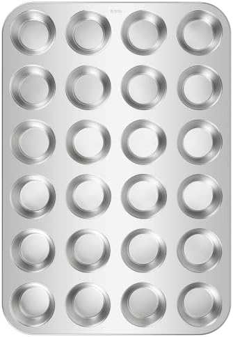 Homikit 18/10 Stainless Steel Mini Muffin Cupcake Pan 24 Cups