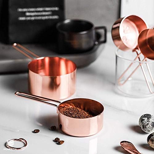 Copper Stainless Steel Measuring Cups and Spoons Set of 8 Engraved