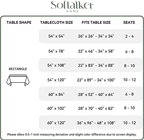 Softalker Gingham Tablecloth Rectangle, Black and White, 60 x 84 Inch