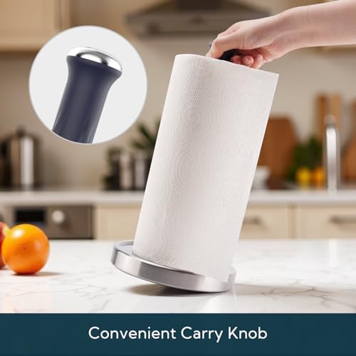 KITCHENDAO One-Handed Countertop Paper Towel Holder, Stainless Steel