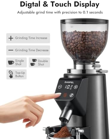 DAOFEL 64MM Flat Burr Coffee Grinder, 100 Settings