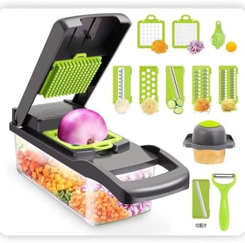 12-in-1 Vegetable Chopper with 8 Blades, Container