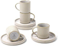 famiware 3oz Espresso Cups and Saucers, Set of 4, Cappuccino White