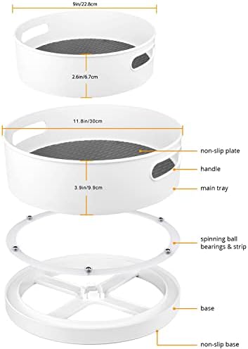 Semlos 360° Rotating Lazy Susan Organizers, 2 Packs 9" and 12" Turntable Spice Rack Organisers for Kitchen Organization and Storage, Non-Slip Under Sink Organizer for Bathroom Pantry Cupboard