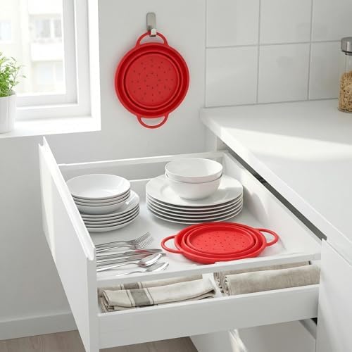 Collapsible Silicone Colander with Handles, Round Strainer with
