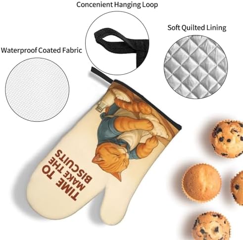 Cute Cat Oven Mitts and Pot Holder Set