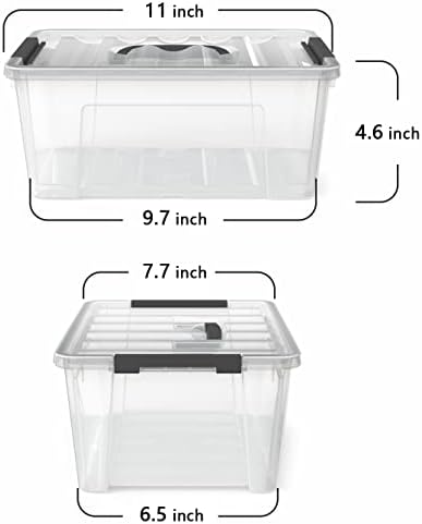WYT Clear Latch Storage Bins, 6-Pack, 5-Litre