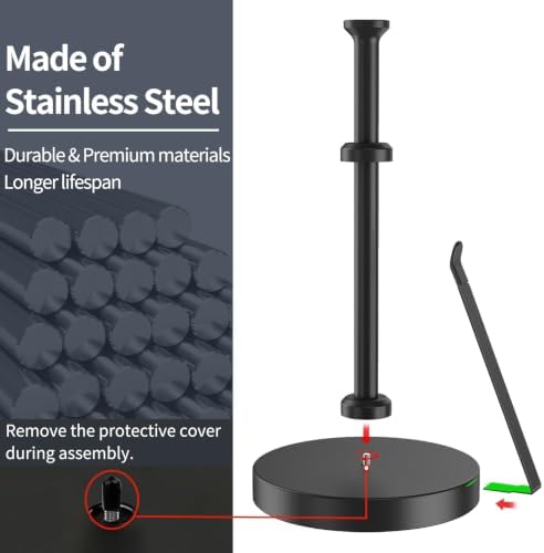 Jesginboo Countertop Paper Towel Holder, Black