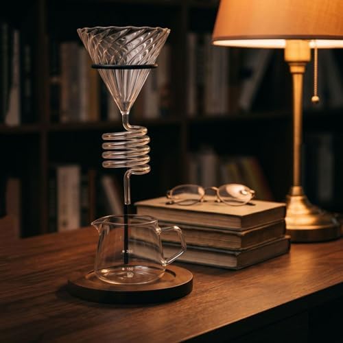 High-Borosilicate Glass Pour Over Coffee Maker,Spiral Design Glass