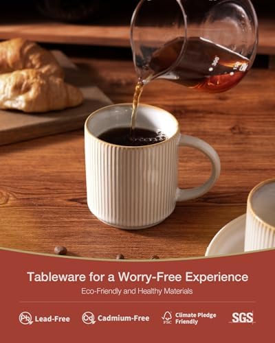 famiware Coffee Mug Set of 4, Star 12 oz Ceramic Mugs Cups Set with