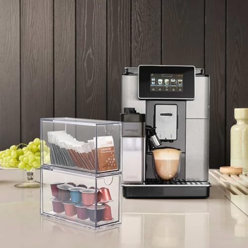 ELLDOO 2 Drawers Tea Bag Organizer, Clear Acrylic Stackable Tea Bag