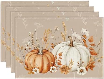 Artoid Mode Camel Pumpkins Wheat Fall Placemats Set of 4-12 x 18 Inch