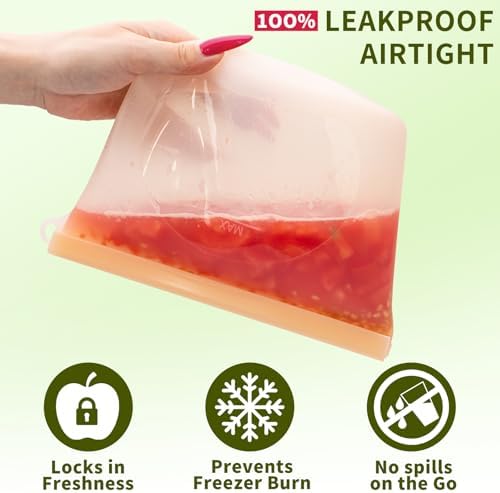 12-Packs Slider Reusable Silicone Food Storage Bags, 100% Silicone