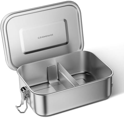 G.a HOMEFAVOR Stainless Steel Bento Lunch Box, 2-Compartment, 800 ml