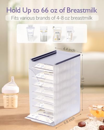 Freeze Organizer and Tower for Breastmilk Storage Bags, First-in