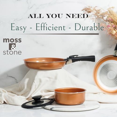 Moss & Stone 7-Piece Nonstick Pots and Pans Set, Removable Handle