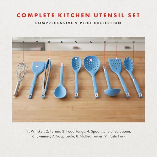 Emeril Lagasse 10-Piece Silicone Kitchen Utensil Set, Light Blue