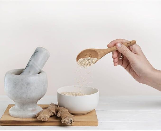 10 Piece Measuring Cups and Measuring Spoons Set, Handcrafted Wood Measuring - Image 5